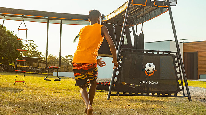 Swing set 2024 with trampoline attached