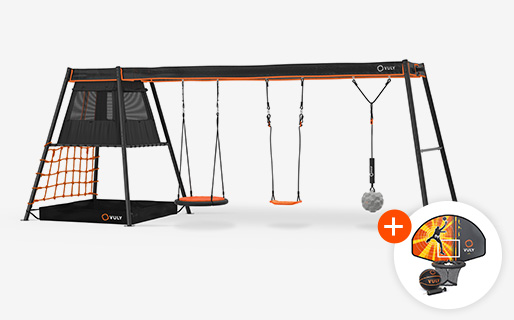 Swing set best sale with trampoline